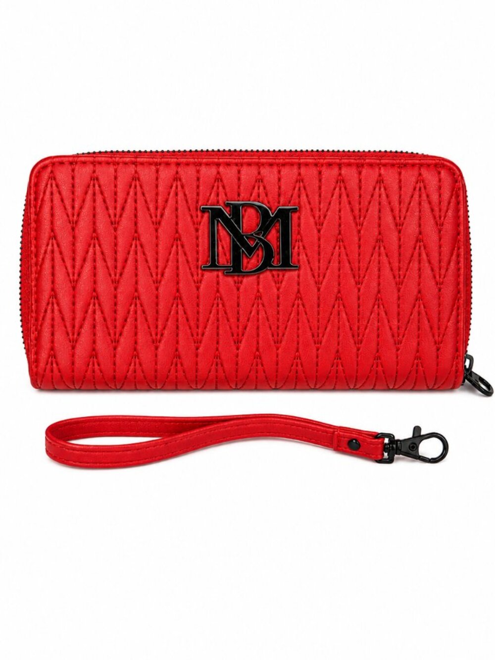 Badgley Mischka Red Vegan Leather Zip-Around Continental Wallet with Wristlet